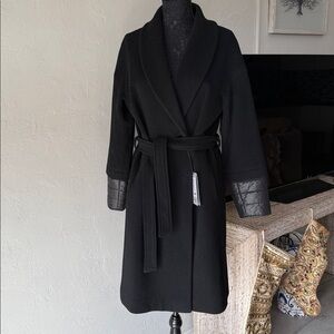 NWT Cinzia Rocca Black wool-cashmere  women Coat size 10.